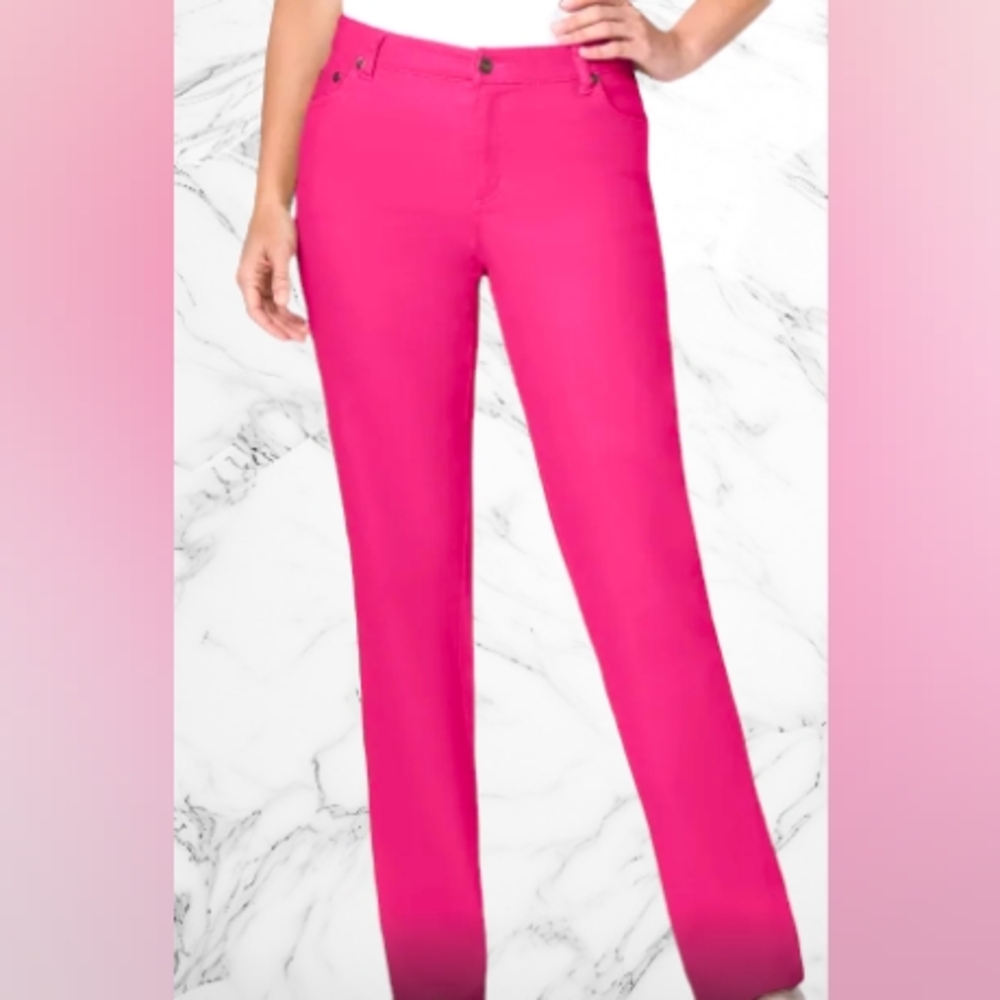 "Woman Within" Women's Hot Pink Plus-Size Straight Leg Stretch Jeans